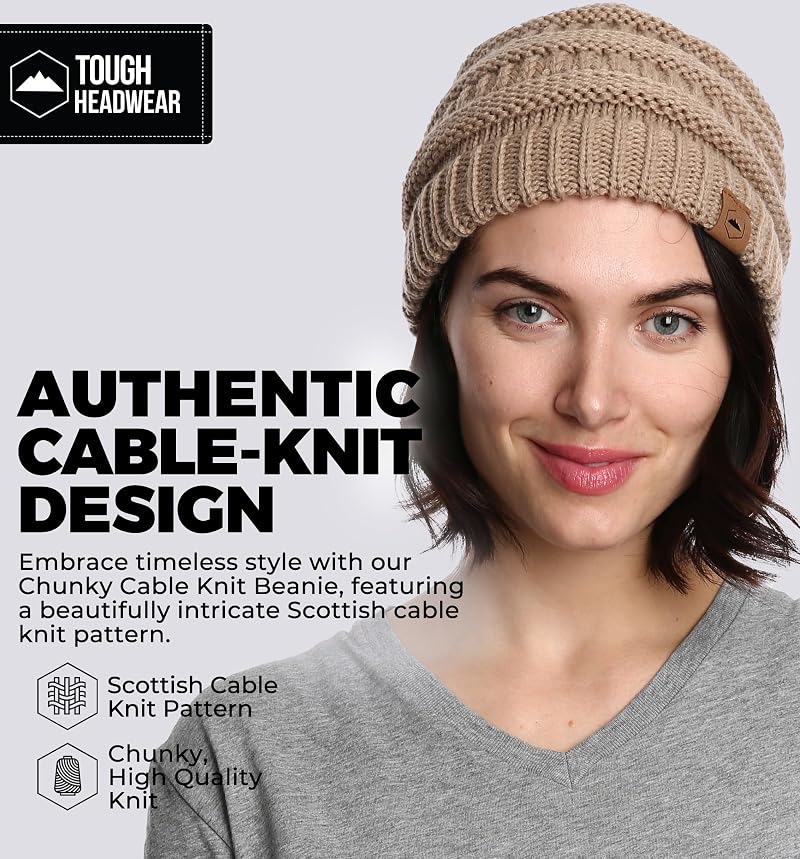 Variation of THIS listing: Beige One Size - Tough Headwear Slouchy Beanie Hat for Women, Itch-Free Acrylic Winter Gear