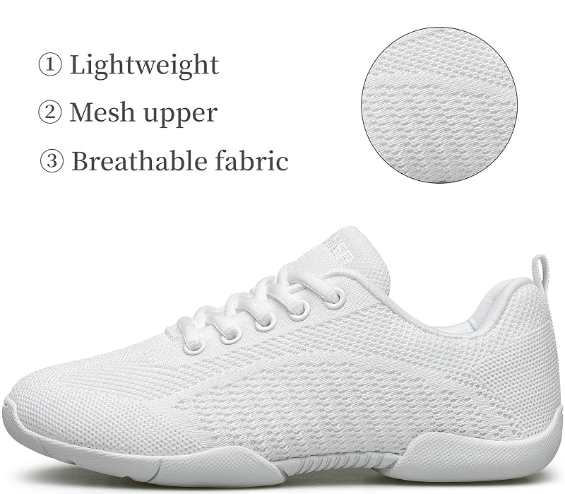 BAXINIER Girls White Cheerleading Shoes - Variation White 851-girls+2 Little Kid