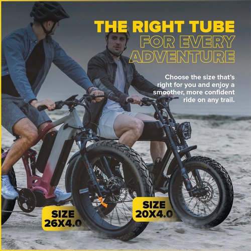 Ultraverse 26 x 4.0 Inner Tube Set with Schrader Valve - Ideal for Mountain Bikes & E-Bikes with 26-Inch Fat Tires - Durable & Reliable Performance- 2 Pack with tyre levers