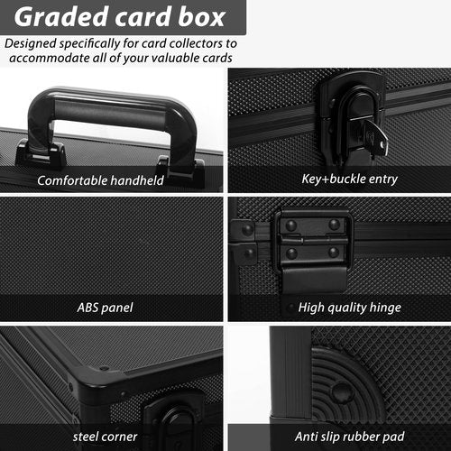 OUUTMEE Graded Card Case - Aluminum Alloy Graded Card Storage Box Compatible with 40 Card Slabs, Sports Trading Card Case Fits PSA, CSG, BGS and Top Loaders