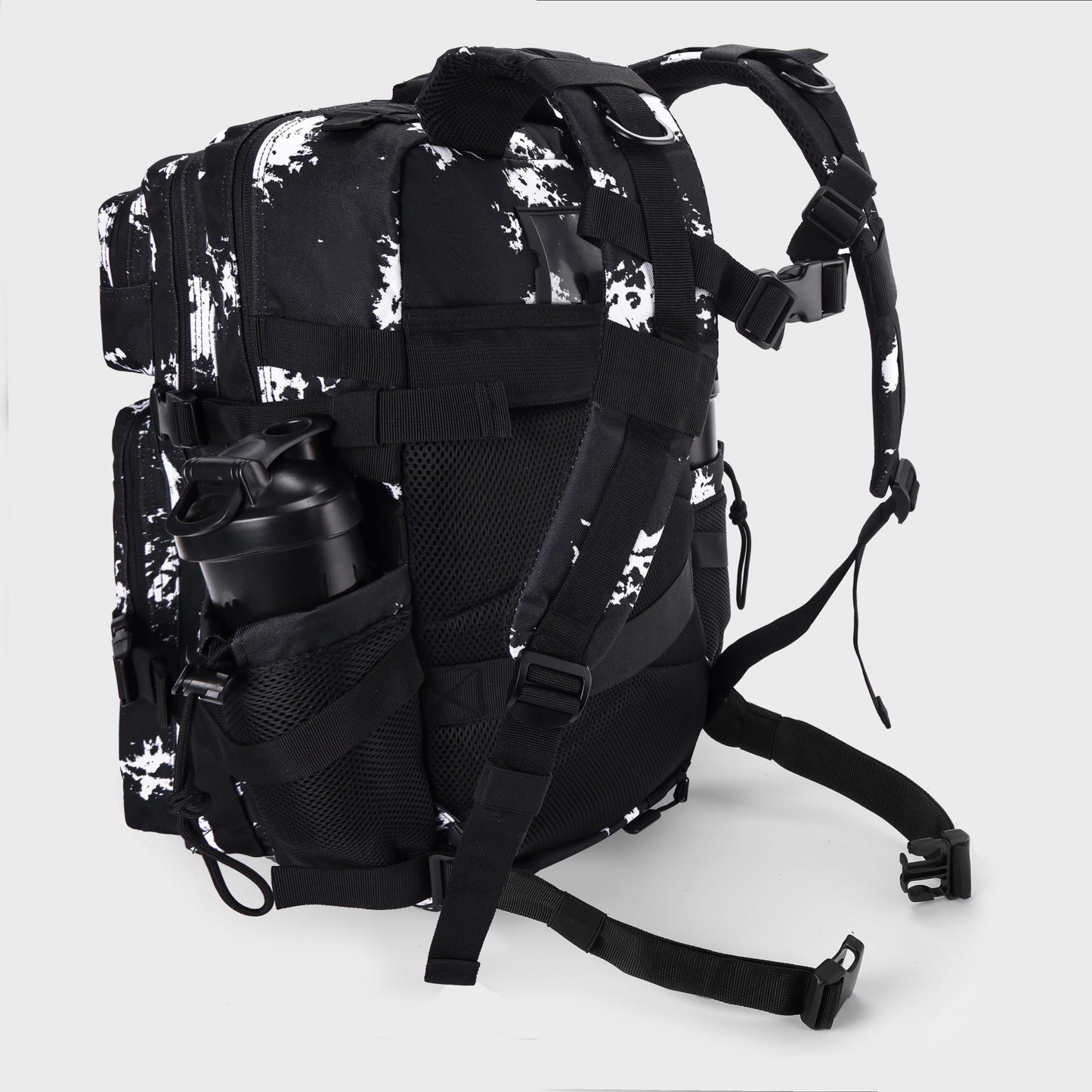 LHI Military Tactical Backpack for Men and Women 45L Army 3 Days Assault Pack Bag Large Rucksack with Shoe Compartment - Black Lightning
