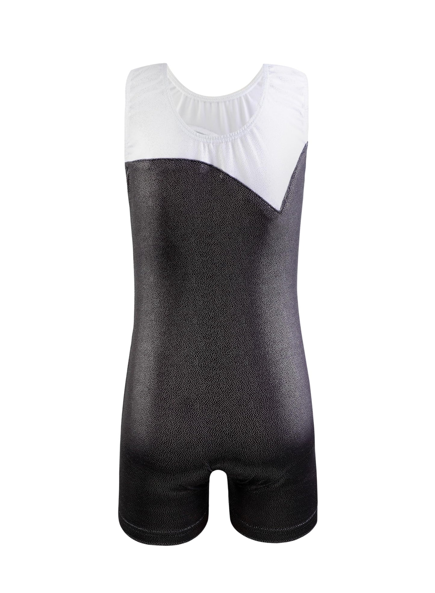 HOZIY Gymnastics Leotards for Girls Butterfly Blue Black White Spliced Biketard Tumbling Outfits Rhinestone Diamond 7-8 Years