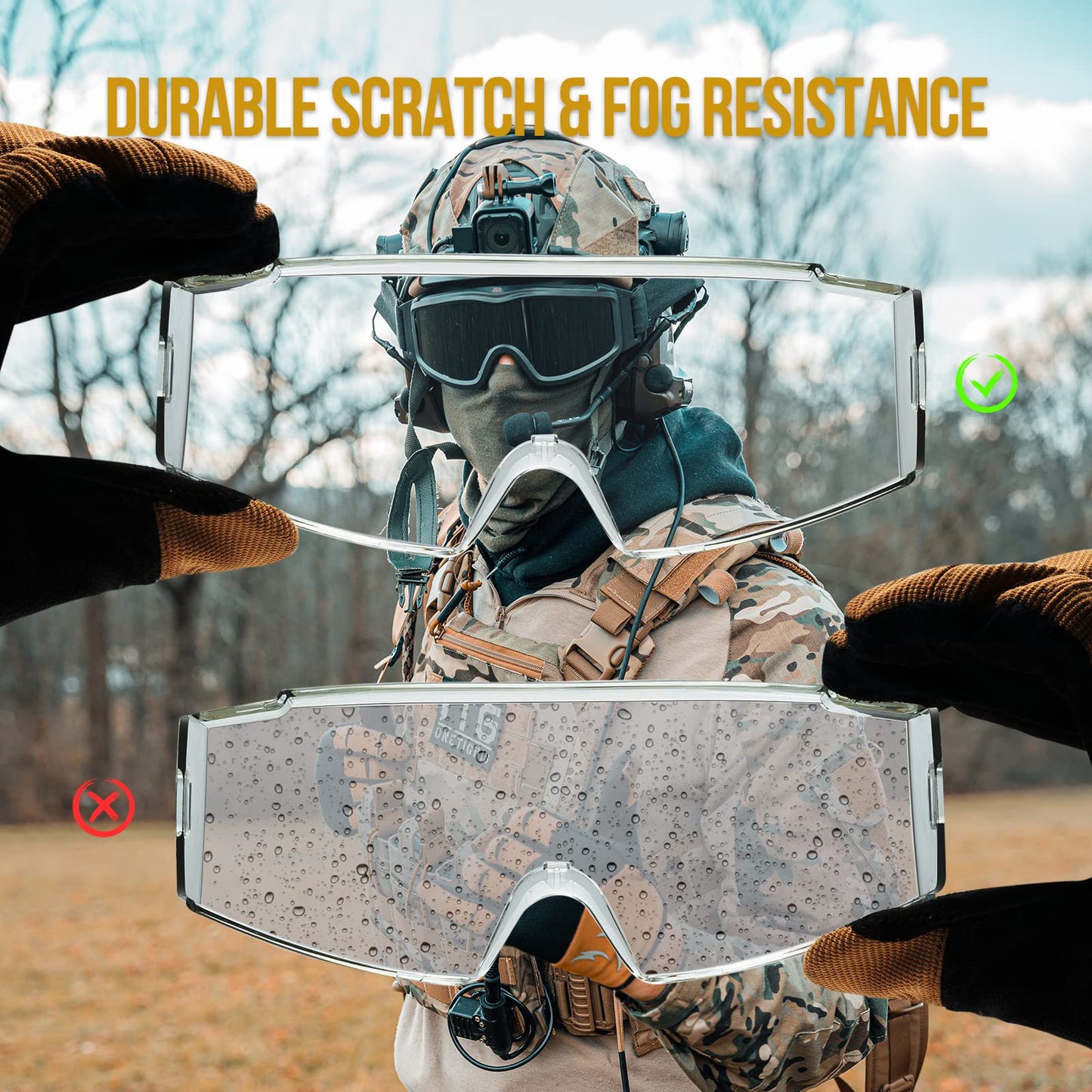ONETIGRIS Tactical Goggles Over Glasses, Anti Fog Tactical Eyeglasses, Safety OTG Goggles Protection with Interchangeable Len