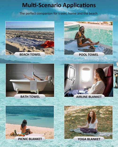 cabanana Turkish Beach Towel Oversized - 39"x71" Quick Dry Sand Free Thin Beach Towels for Adults,Extra Large Cotton Lightweigh Travel Towel for Beach Accessories (Purple)