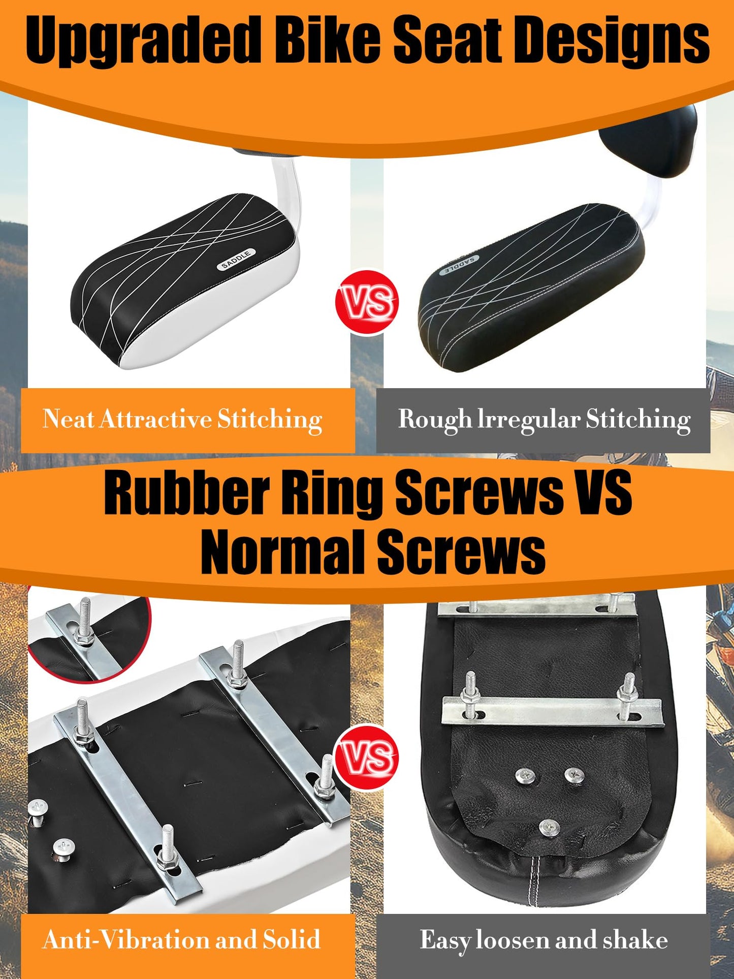 Kids Bike Seat Child Bike Rear Seat Bike Back Seat with Backrest Child Bicycle Rear Seat Bicycle Rear Seat Cushion Safety Armrest Handrail Feet Pedals Kids Bike Seat Carrier for Over 5 Years Old