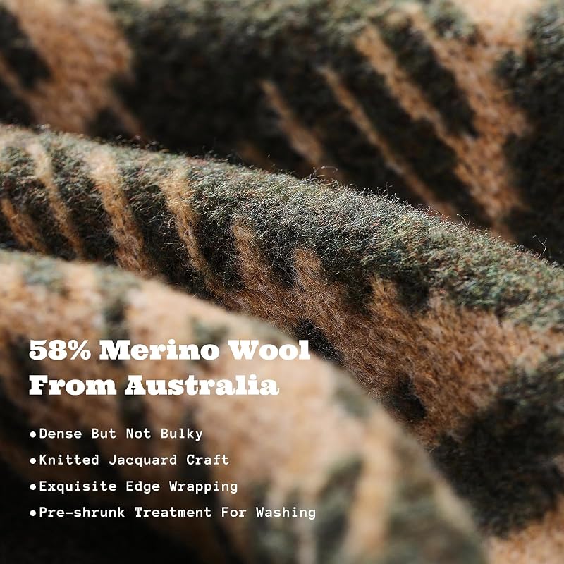 Merino Wool Camping Blanket 79x63 Inches - Navajo Green, ACUSHLA