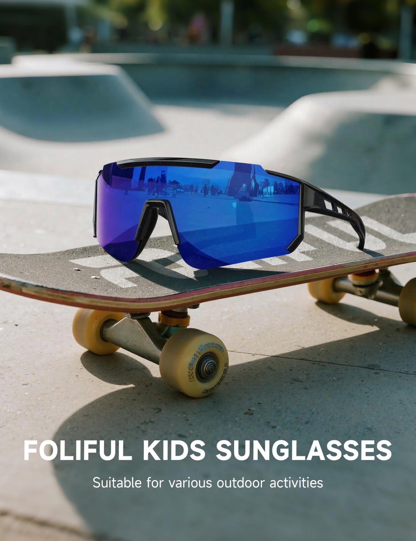 Foliful Kids Polarized Baseball Sunglasses for Boys Girls - Youth Softball Cycling Sports Sunglasses UV Protection Lightweight Goggles, Grey/Green/Red