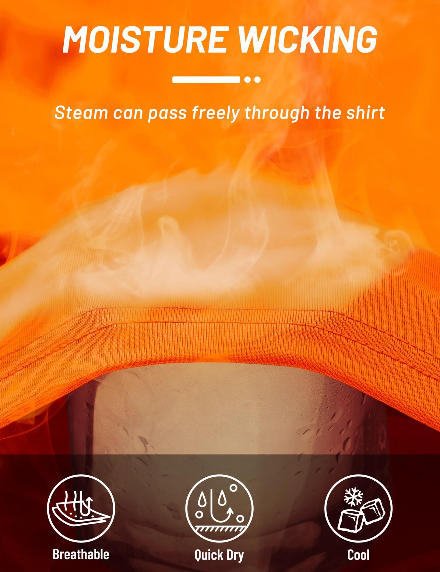TACVASEN Long Sleeve Shirts for Men Lightweight Hoodie Men Dry Fit Active Hooded Shirts Sun Protection Hoodies SPF Tee Orange L