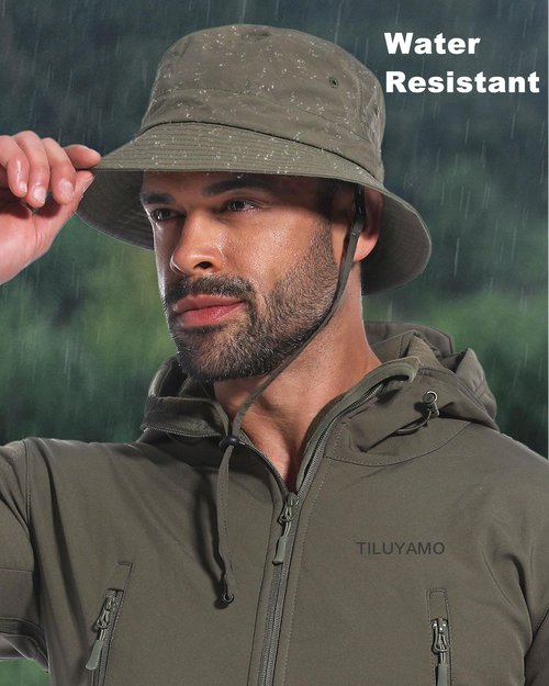 TILUYAMO Waterproof Bucket Hat Outdoor Hat for Women Men UV Protection Sun Hat Packable Fishing Hat (Beige)