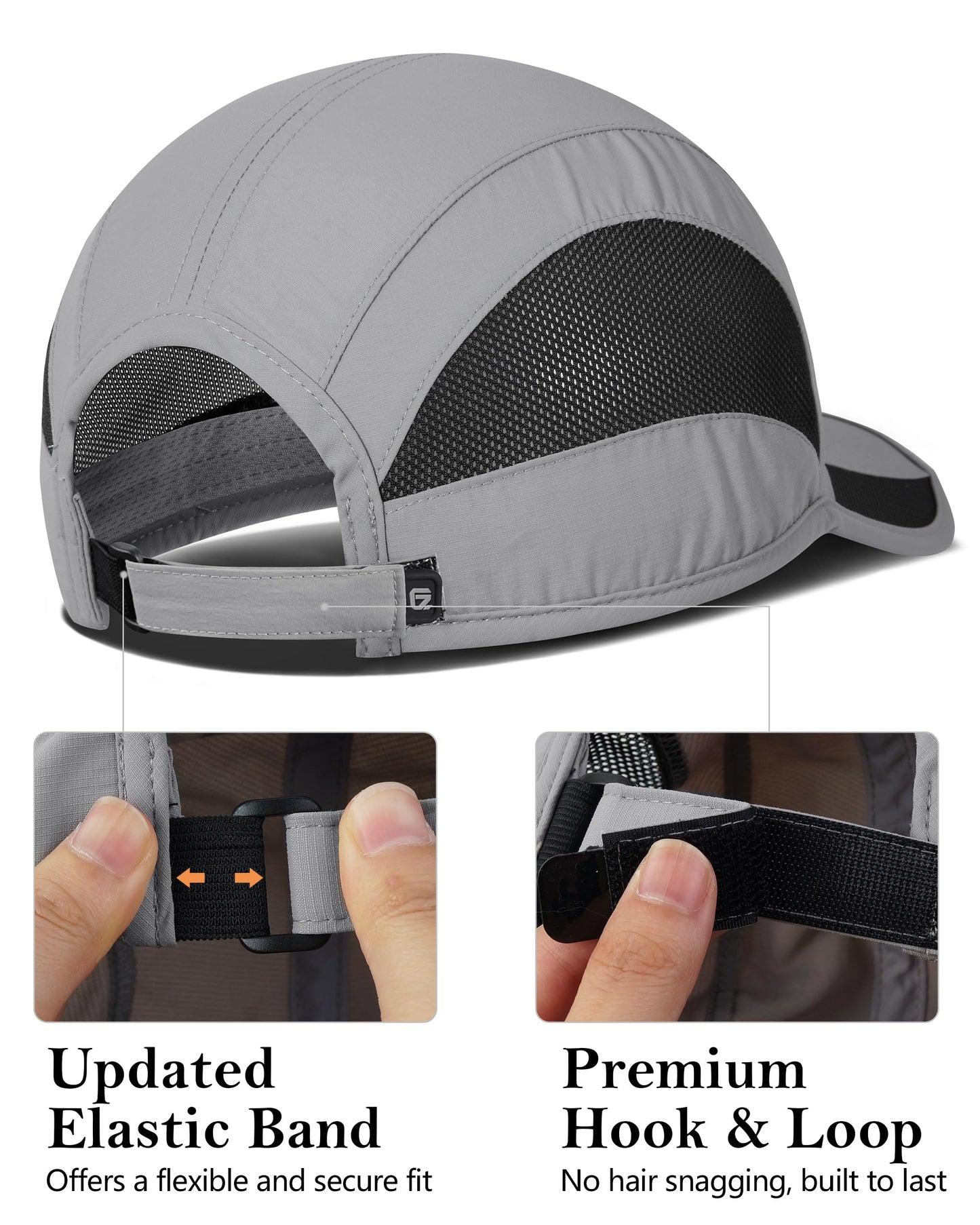 GADIEMKENSD Cooling Running Hat Quick Dry Summer Baseball Cap UPF50+ Sports Sun Caps Breathable Mesh Lightweigh Dad Hats Unstructured for Golf Tennis Hiking Gym Travel Camping Light Grey M/L 7-7 1/2