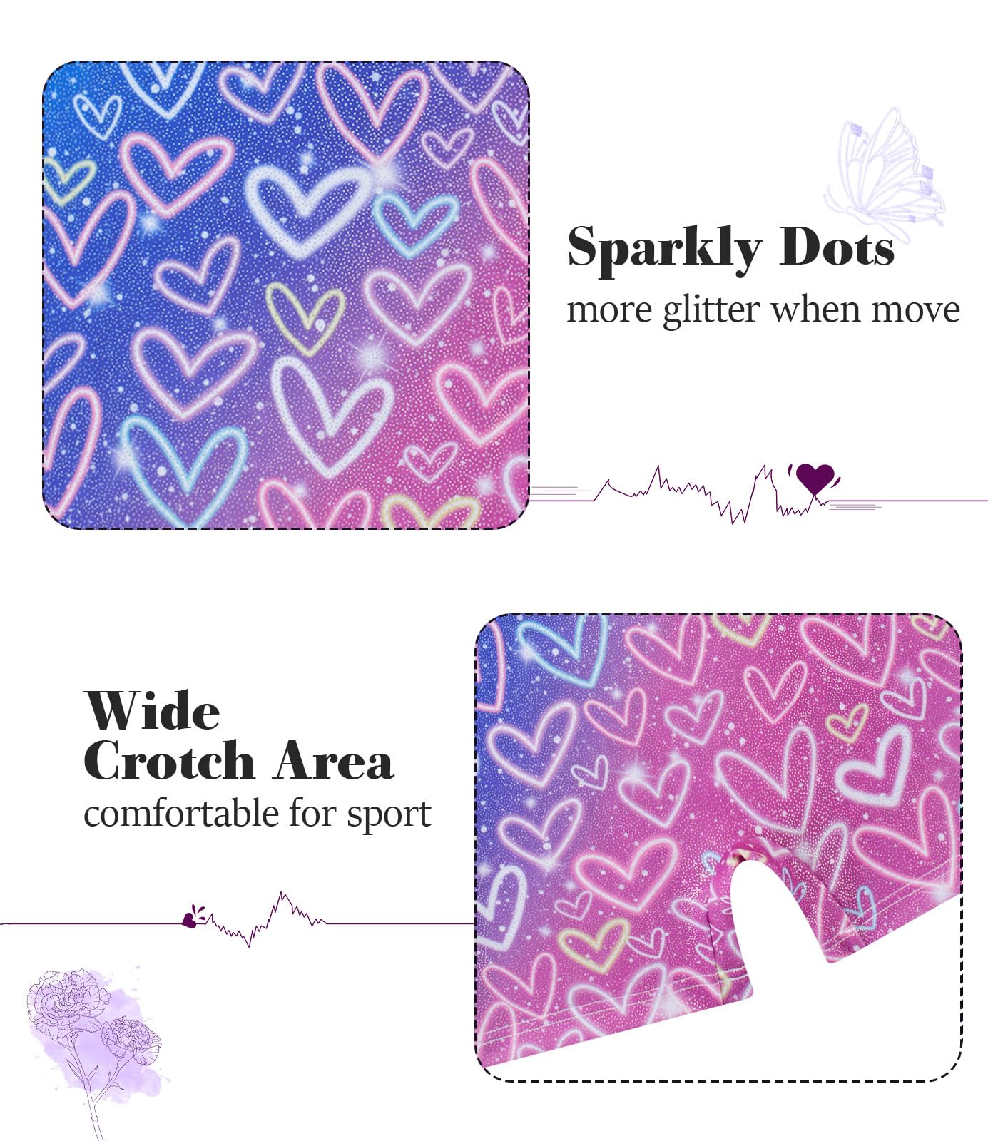 Vogseek Leotards for Girls Gymnastics Size 5 6 Blue Purple Sparkle Dots Athletic Outfits with Hair Scunchie Quick Dry Sleeveless Lightweight Activewear Biketards Sets