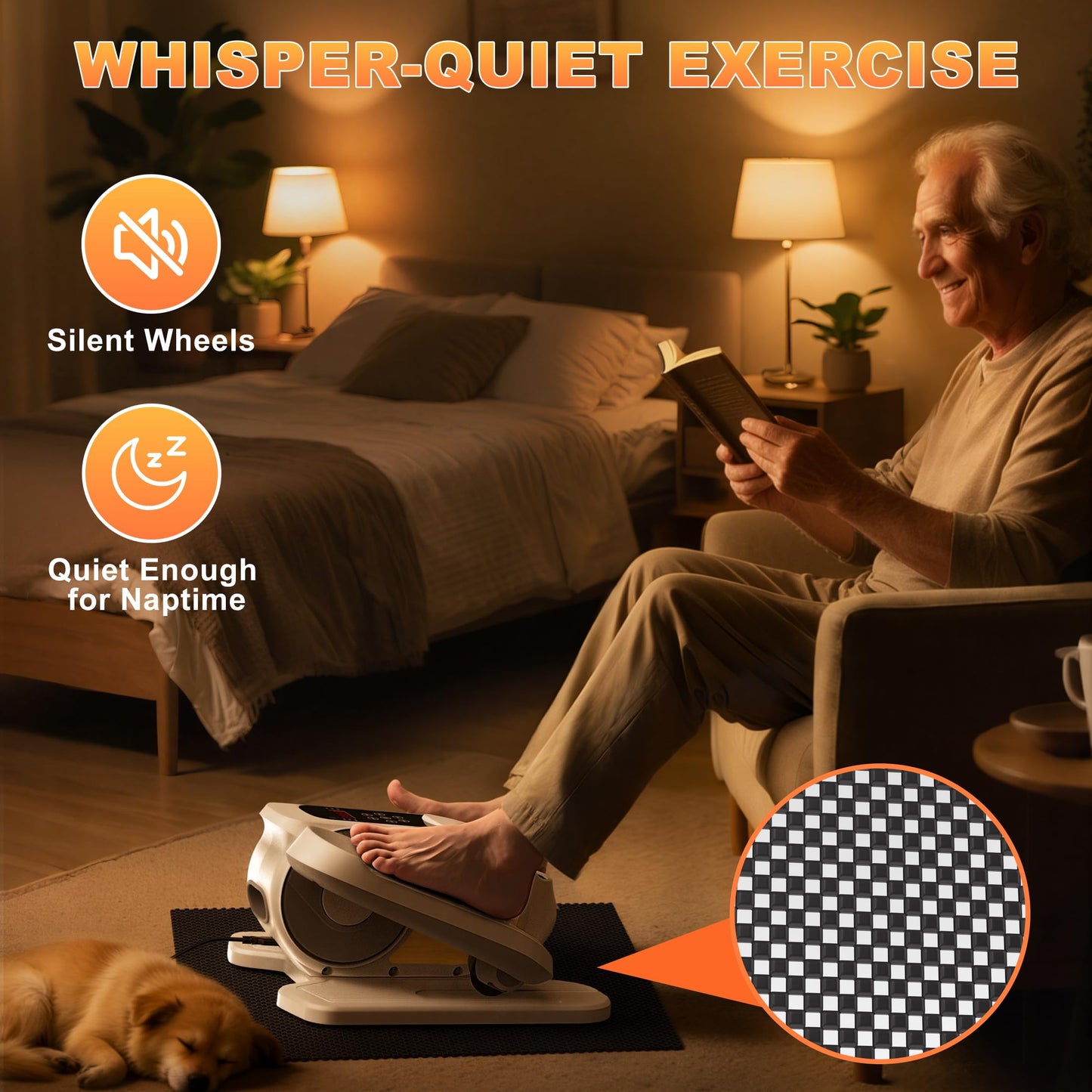 Mini Under Desk Elliptical Electric Leg Exerciser As Seen on TV While Sitting for Seniors with Remote Control & 12 Speeds,Non-Slip Mat Quiet & Portable for Home Office,Gift for Mom Dad