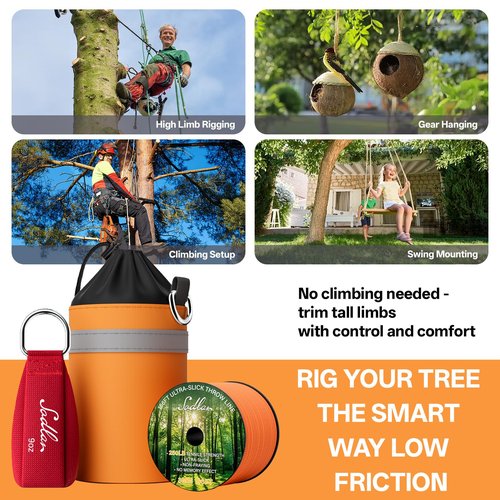 Sodlar Arborist Throw Line Kit - Ultra Slick 166ft Polyester Rope with 9Oz Weight Throw Bag Low High Limb Throwing Adults Forestry Tree Trimming Cutting Gear