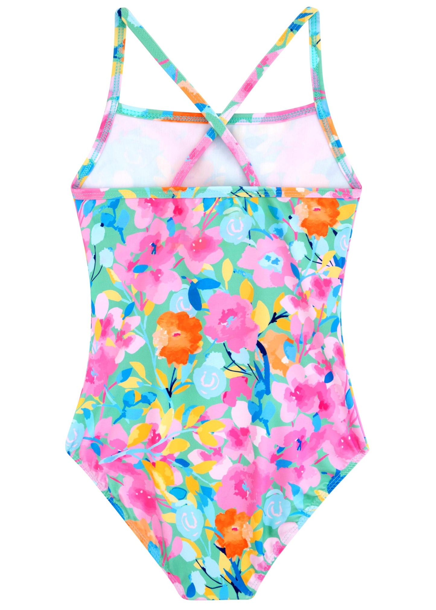 Belovance Girls Swimsuits One Piece Bathing Suit with Criss Corssback Straps 5t Size 6 Toddler Kids Children Swimming Suit Pink Floral Beach Swimwear Quick Dry (Pink Floral, 5-6 Years)