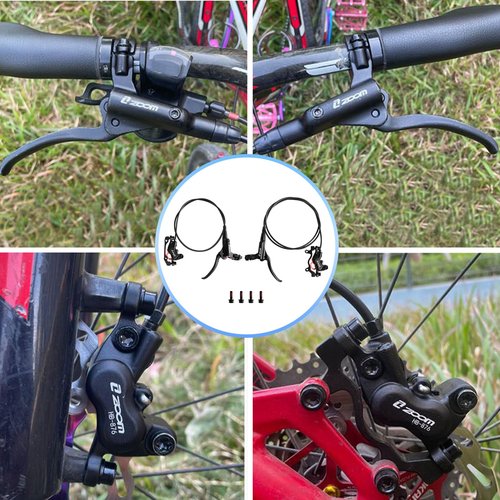 Z00M HB876 4-Pistons Hydraulic Disc Brake Set, MTB Hydraulic Brakes Left Front 850mm Right Rear 1450mm Bicycle Hydraulic Brake Kit for eBike, Mountain Bike, Road Bike, Fat Bike(Pre-Bled)
