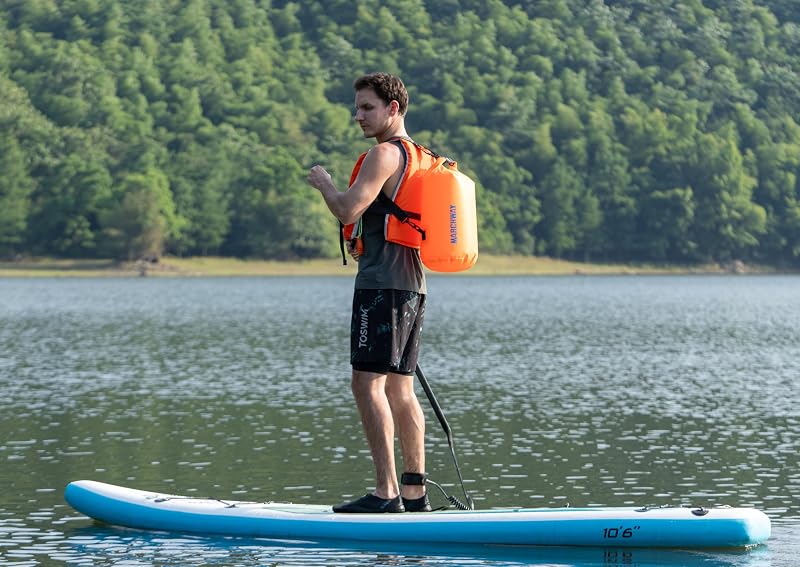 MARCHWAY Waterproof Dry Bag Backpack 5L-40L, Roll Top, Floatable 20L Deep Orange