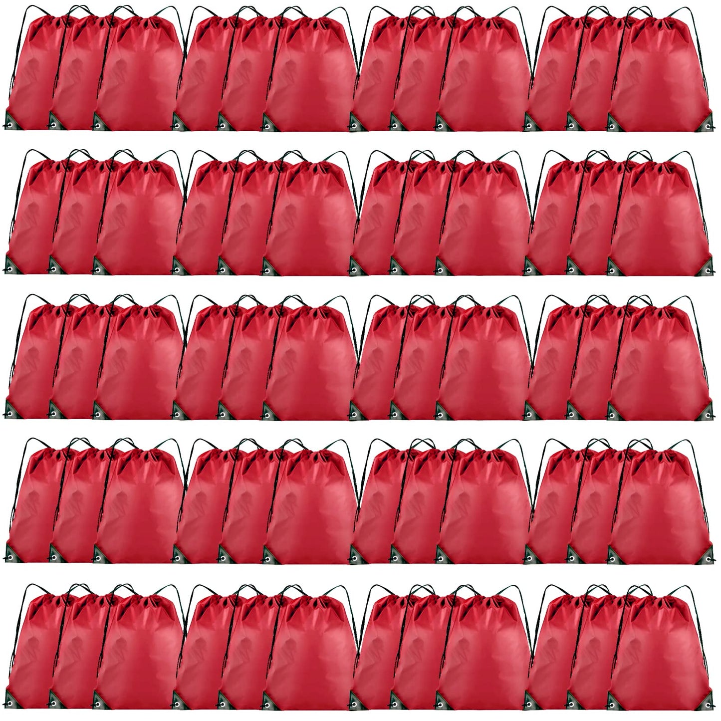 Grneric 60 Pieces Drawstring Backpack Bulk Cinch Sackpack Ployster Drawstring Bags for Gym Party Trip(Red)