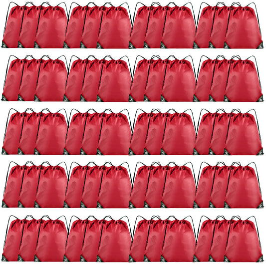 Grneric 60 Pieces Drawstring Backpack Bulk Cinch Sackpack Ployster Drawstring Bags for Gym Party Trip(Red)