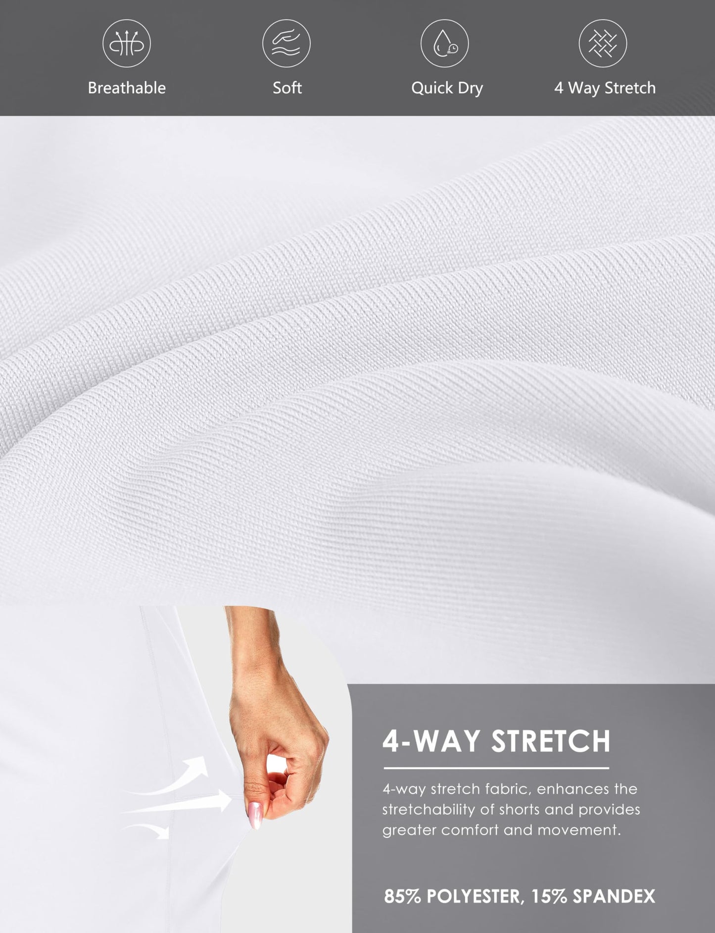 Blouty Women's 9" Bermuda Long Shorts with Pockets High Waisted Knee Length Shorts for Women Workout Athletic Casual (White, X-Large)