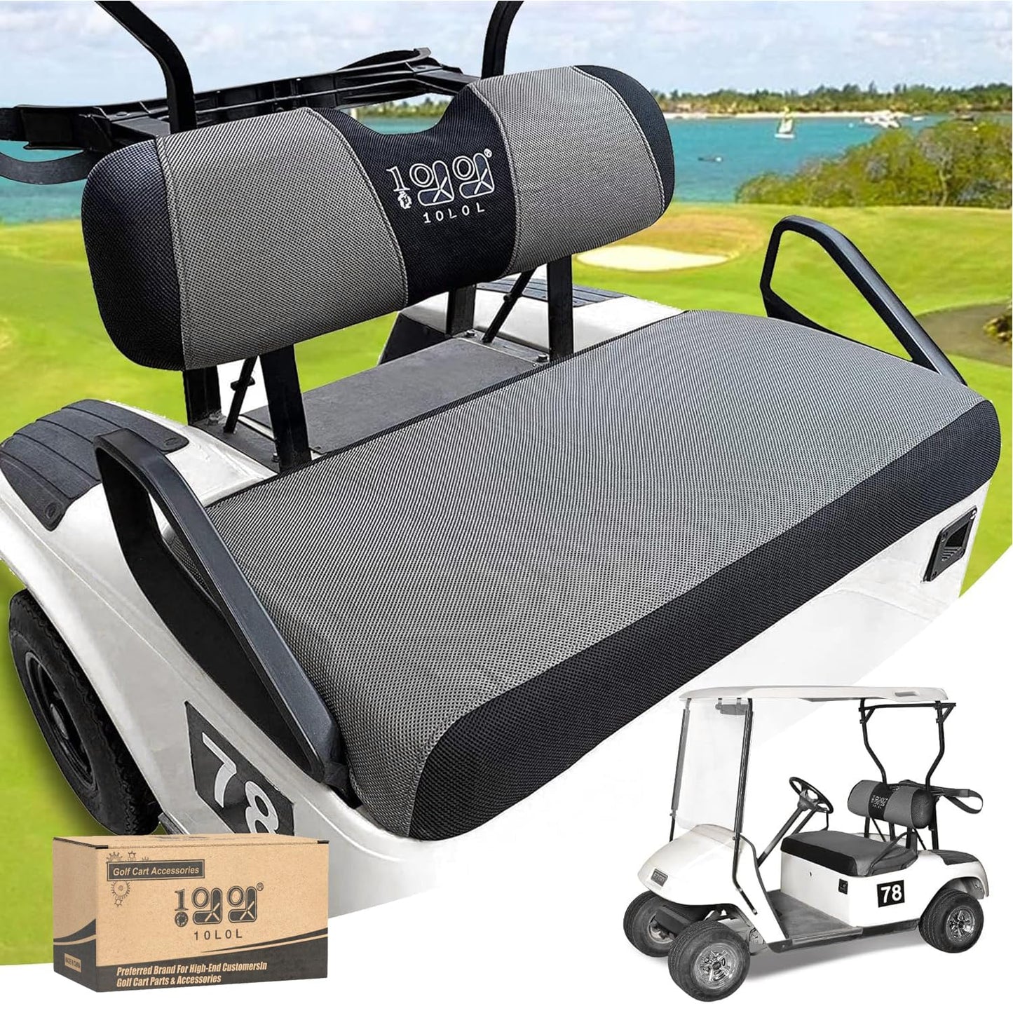 10L0L Universal Golf Cart Seat Covers Dress UP Older Golf Cart Durable Breathable Material Fit Like a Glove for EZGO TXT RXV Club Car DS, Easy to Install