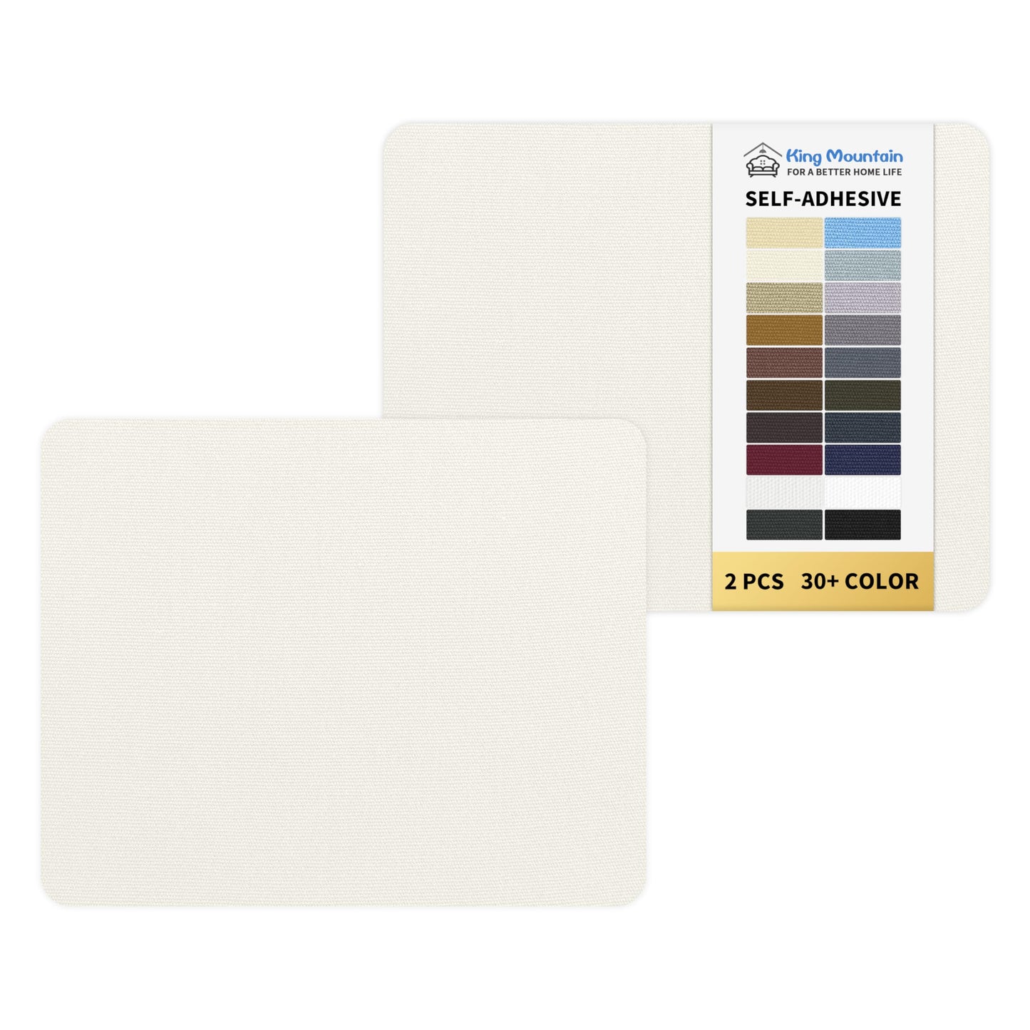 KING MOUNTAIN Canvas Repair Patch 9 x11 Inch 2 Pcs Self-Adhesive Waterproof Fabric Patch for Sofas, Tents, Furniture,Tote Bags, Car Seats (Off White)