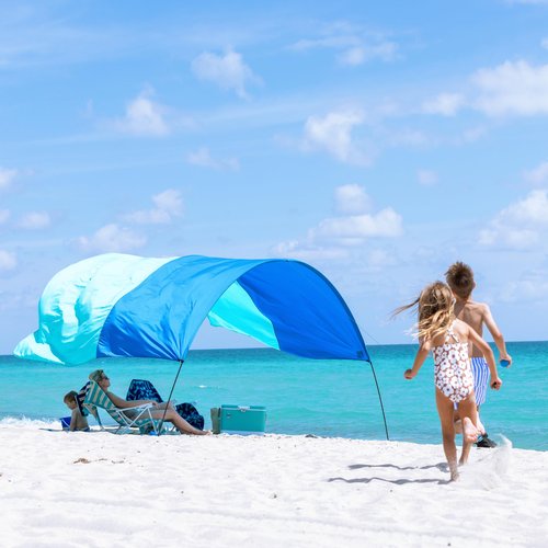 Shibumi Shade®, World's Best Beach Shade, The Original Wind-Powered® Beach Canopy, Provides 150 Sq. Ft. of Shade, Compact & Easy to Carry, Sets up in 3 Minutes, Wind Assist Included