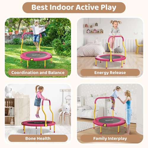 Baotree 36 Inch Mini Trampoline for Kids, Indoor Outdoor Trampoline with Foam Handle, Max. Load 220 lb, Rebounder Trampoline for Toddlers, Birthday Gift for 1-6 Years Children, Boys Girls for Fun