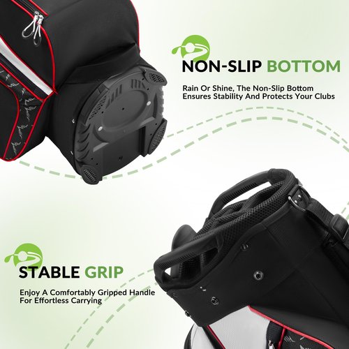 UNIHIMAL 14 Way Golf Cart Bag Featuring Full-Length Divider Top and Multiple Pockets, Golf Bag for Men with Handles and Rain Cover (Black-White)