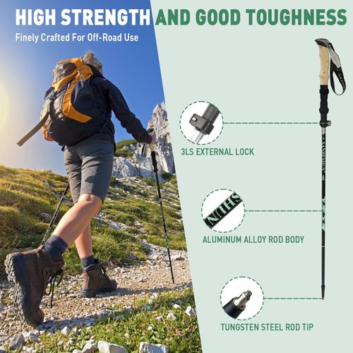 Collapsible Hiking Trekking Poles，2 Pack Telescopic Trekking Poles，Lightweight Aluminum Alloy with Shockproof and Quick Lock，Suitable for Hiking, Camping, Mountaineering and Traveling