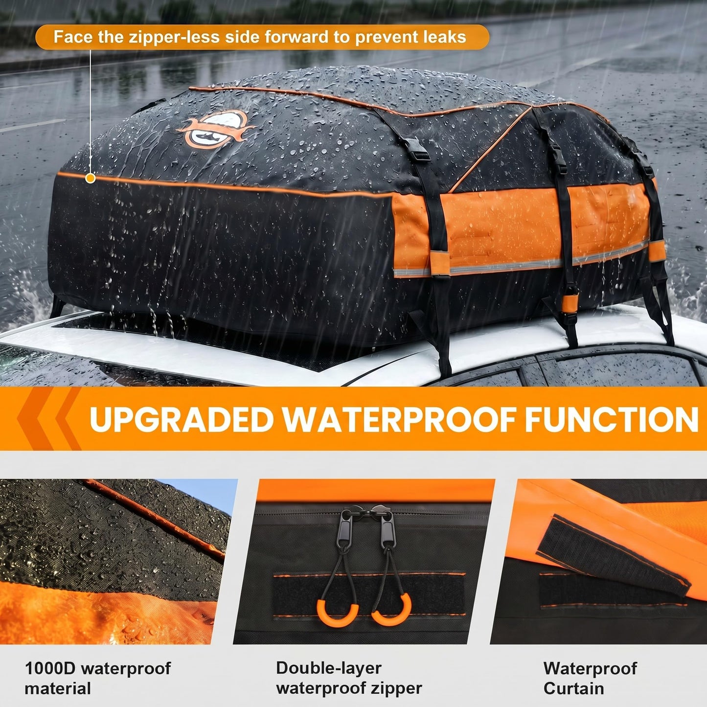 Sailnovo Rooftop Cargo Carrier, 20 Cubic Feet Soft-Shell Cargo Carrier for Top of Vehicle with/Without Roof Rack, Waterproof Car Roof Cargo Carrier with Anti-Slip Mat, Reinforced Straps, Door Hooks