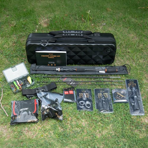 Goture Fishing Rod and Reel Combos-4 Piece Fishing Rod Set, Spinning Rod, Lures Set with PC Hard Shell Suitcase, Rod Reel Combo Kit for Starter Travel Saltwater, Gifts for Men