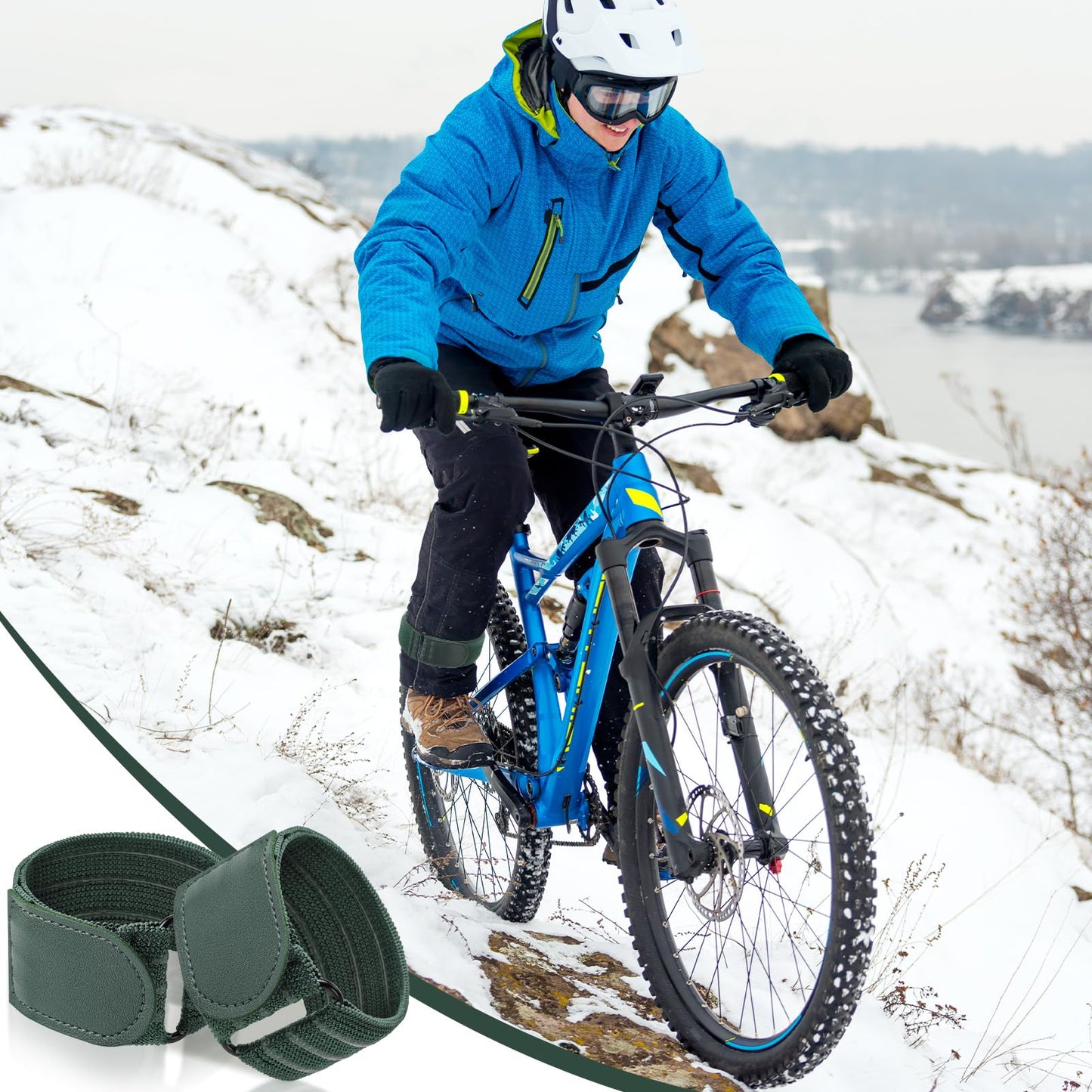 Vincreem 4 Pcs Elastic Ankle Straps Cycling Pant Leg Straps Adjustable Elastic Safety Band Boot Blousers for Climbing Fishing Outdoor Sport (Army Green)