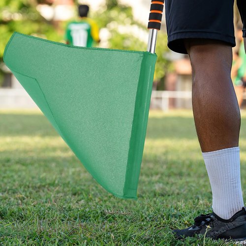 Operitacx 4Pcs Referee Flags, Stainless Steel Hand Flag with Sponge Handle, Green Red Soccer Referee Flags for Football Volleyball Sports