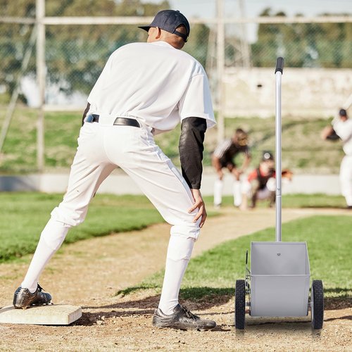 PullCrease 25 Pound Capacity Baseball Field Dry Line Chalker, Wheeled Heavy Duty Steel Athletic Striping Marker Dry Line Painter, Standard Striping Machine, 2" Lines Chalker Machine Without Cover