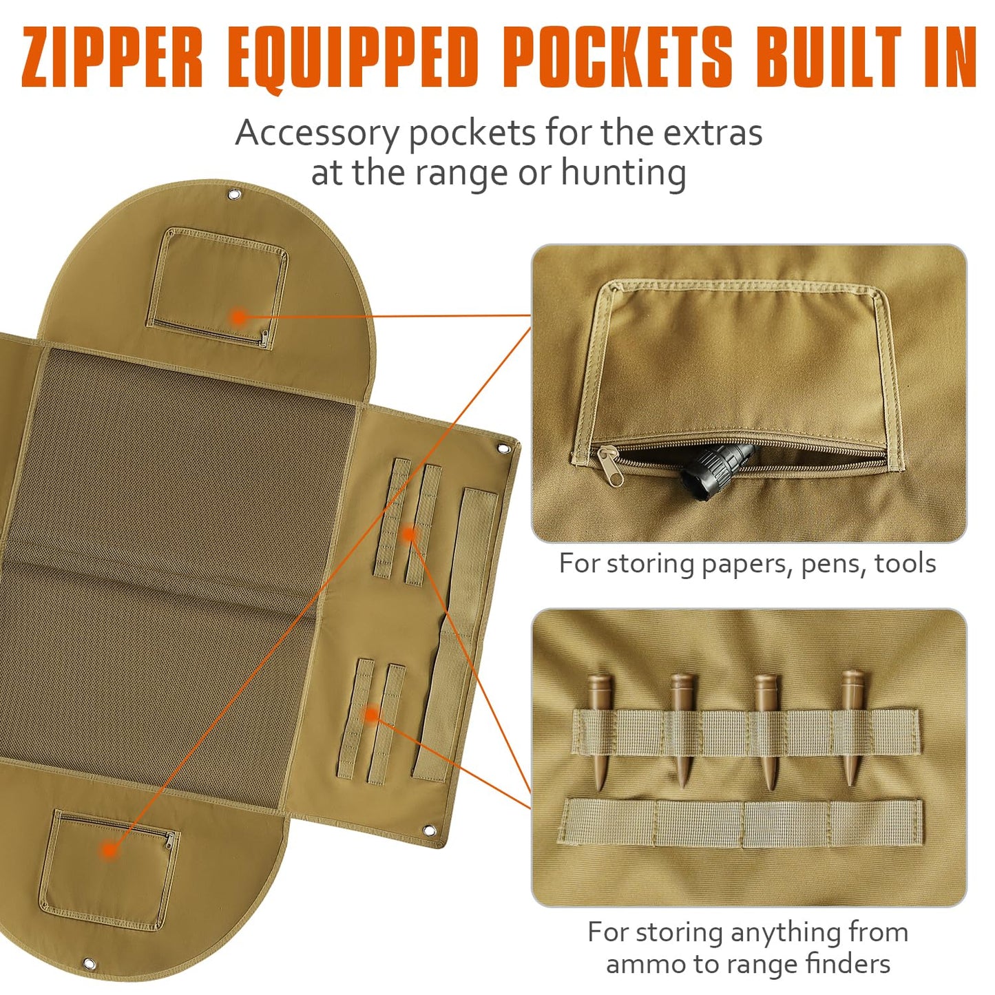 2win2buy Shooting Mat with Elbow Wings, Extra Large Hunting Shooting Mats Prone Padded Roll Up Portable Waterproof Hunting Mats Non-Slip Durable Shooting Rest for Shooters Range Rifle