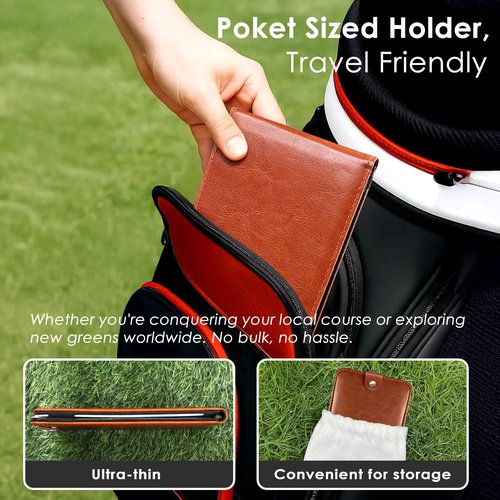 Femlotank Magnetic Golf Scorecard Holder All-in-One, High-End Leather Golf Yardage Book Holder, Scorecard Book Yardage Book Cover Universal Fit for Scorecard, Golf Accessories Fit for Most Back Pocket