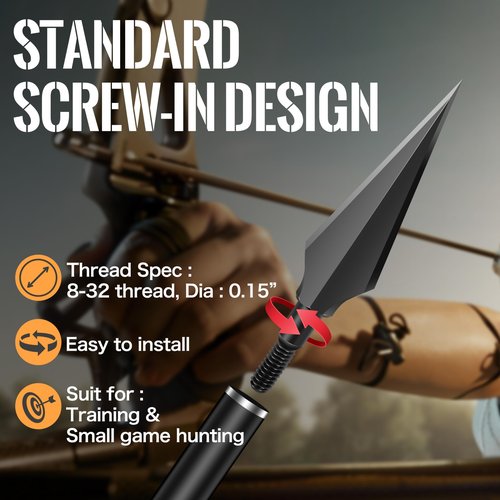 SUNYA Broadheads 150 Grain Steel Archery Arrow Tips for Compound, Recurve Bow & Crossbow, Traditional Screw-in Arrow Heads for Arrows, Pack of 12 in a Storage Case