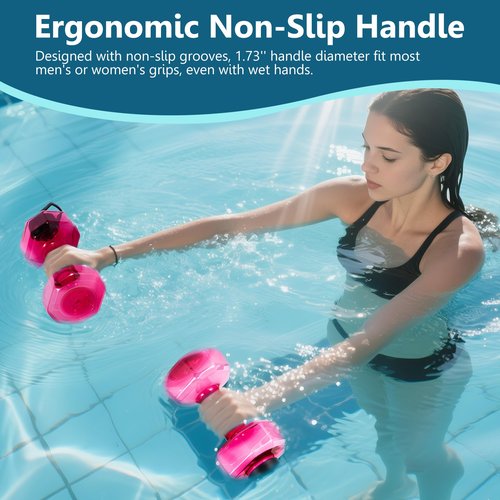 YOTAN 2 PCS Water Weights for Pool Exercise, Water Dumbbells Pool Resistance, Lightweight Pool Weights for Water Exercise Resistance, Water Aerobics Equipment for Aqua Therapy, Pool Fitness, Weight Loss, Red