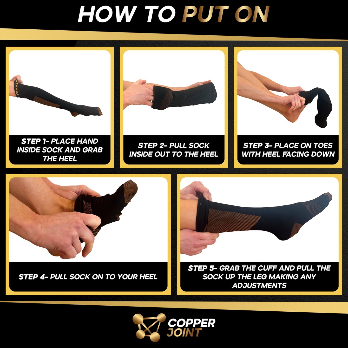 CopperJoint Knee High Compression Socks for Women and Men, Graduated Long Compression Socks for All-Day Standing, Sports & Travel, 15-20 mmHg Leg Support for Daily Wear