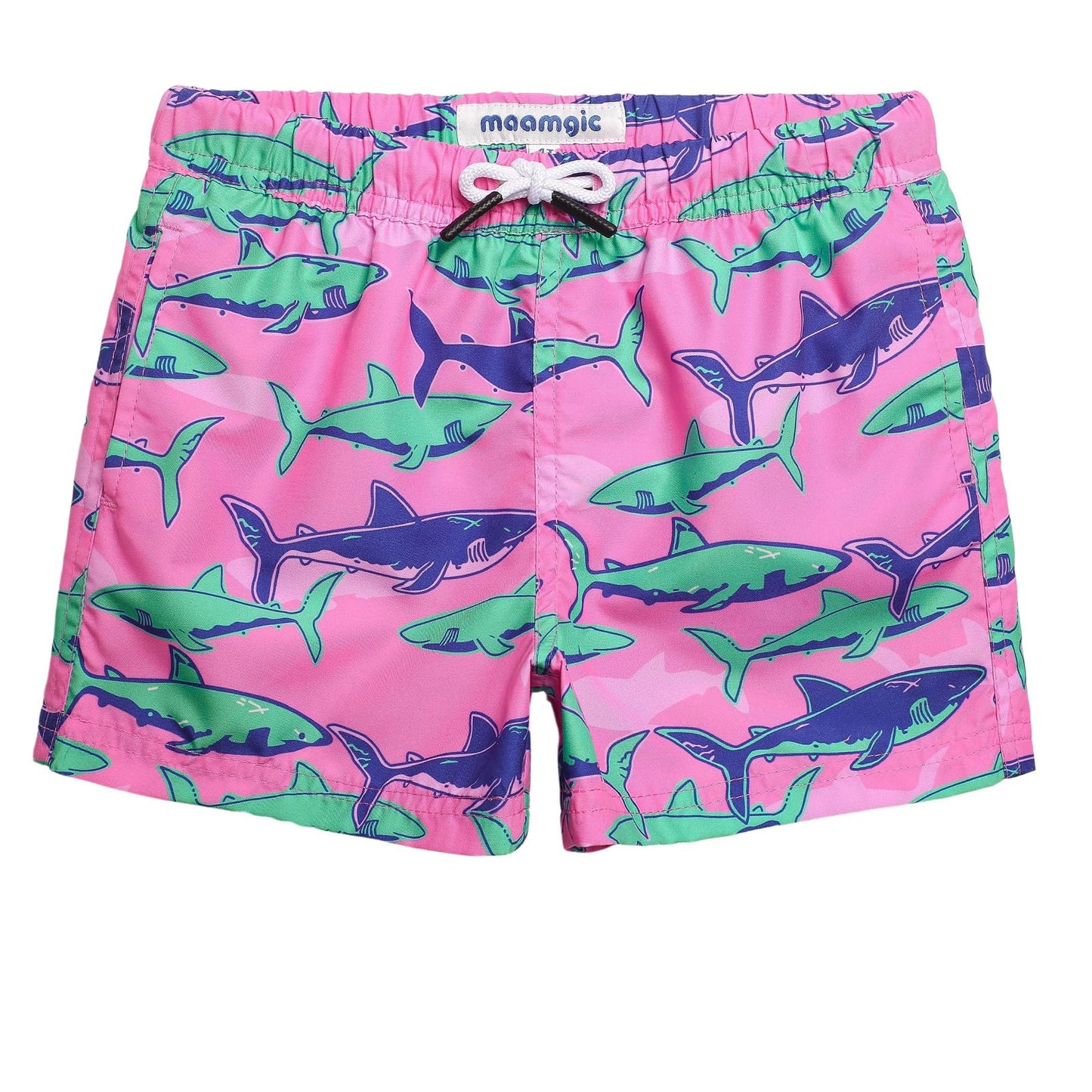 maamgic Boys Swim Trunks Toddler Swim Shorts Little Boys Bathing Suit Swimsuit Toddler Boy Swimwear,Pink Shark,4 T