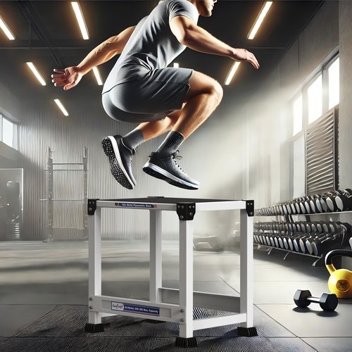 GanFindX Steel Plyo Box 18 Inch with 17 * 13 Inch Surface Metal Plyometric Jumping Box Home Gym Jump Trainer for Fitness Exercise Agility Stamina Conditioning Strength Training, White
