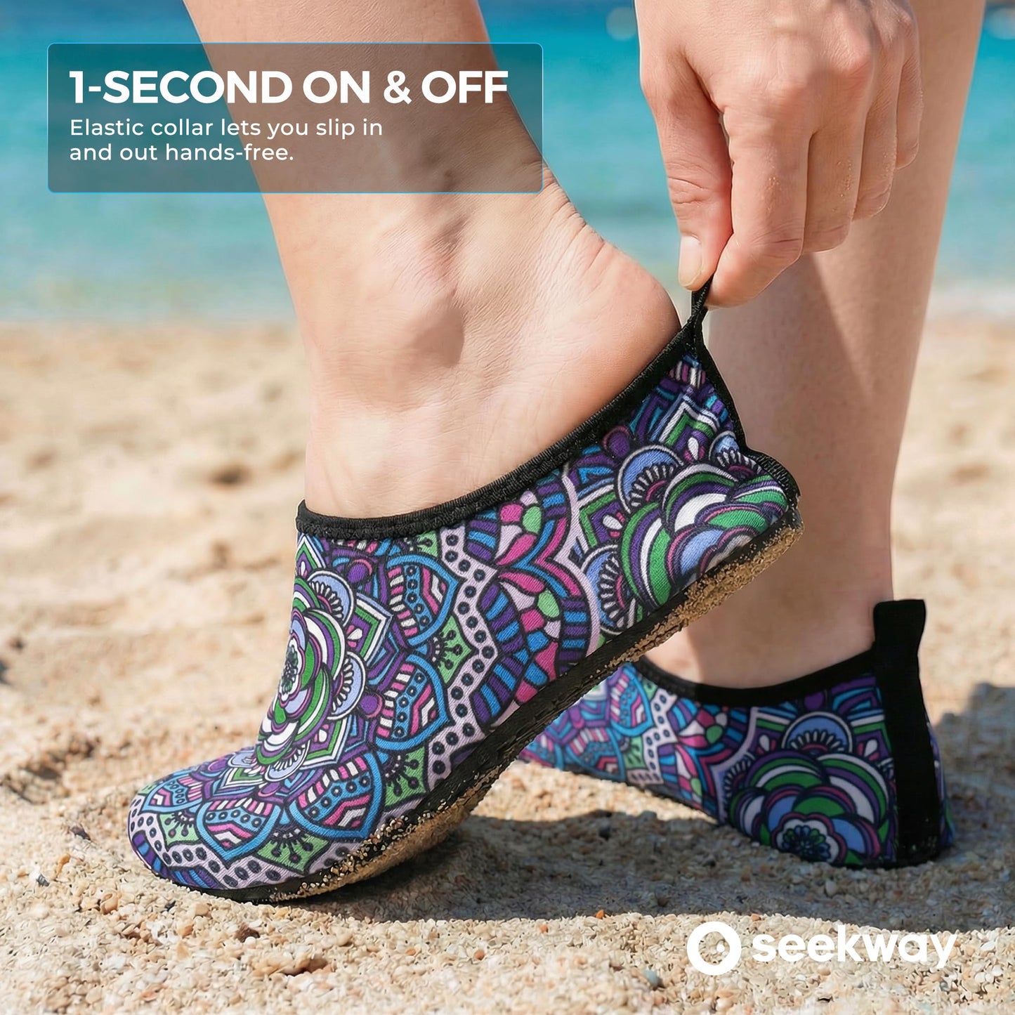 SEEKWAY Water Shoes Women Men Adult Quick-Dry Aqua Socks Barefoot Non Slip for Beach Swim River Pool Lake surf Black SK002(U)