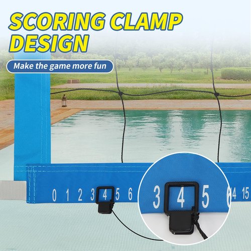 Reinforced Anti-UV Replacement Pool Volleyball Net with Scoring Clamps, 15-29 ft Adjustable Length - Easy Set Up and Long Lasting (Sky Blue)