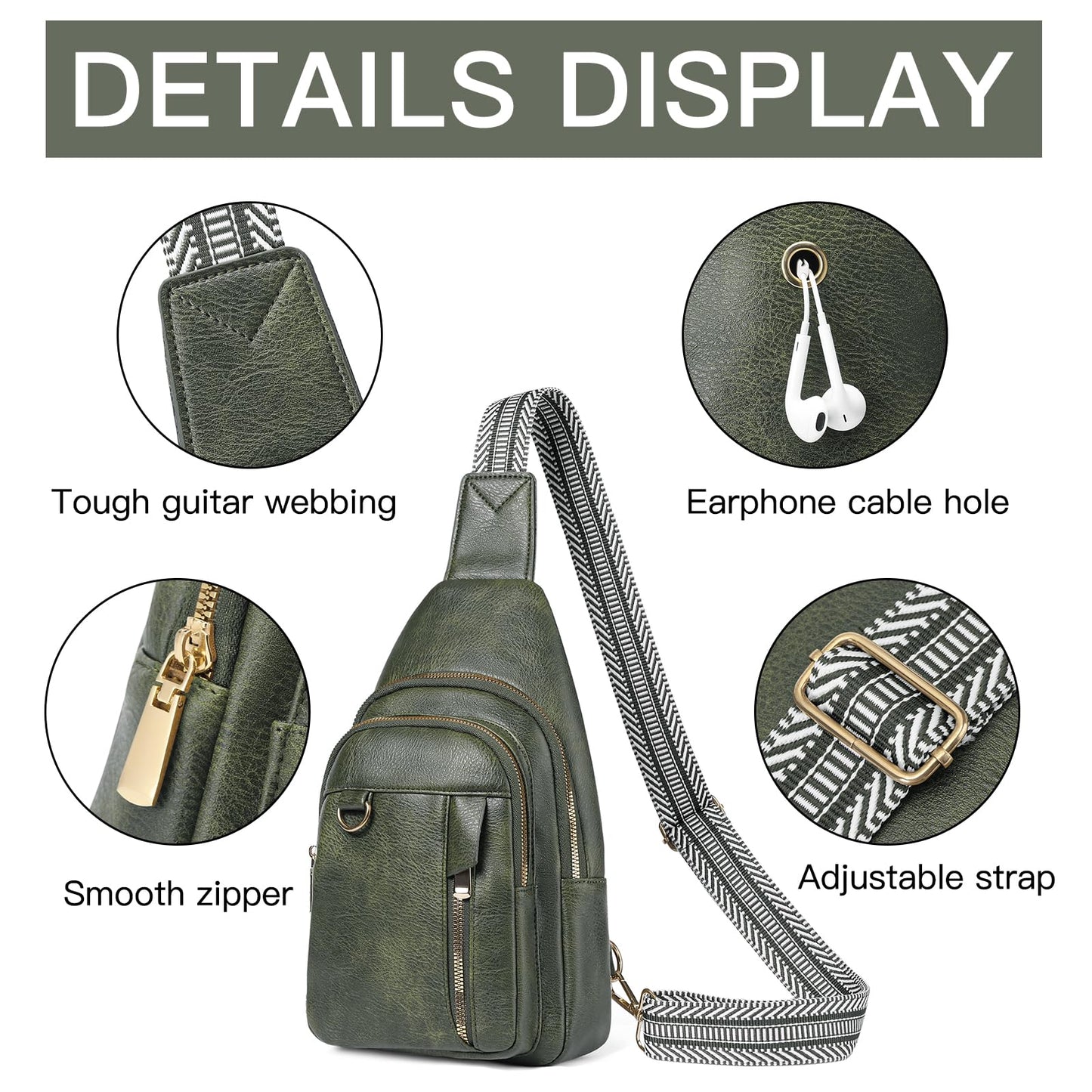 GAEKEAO Sling Bag for Women Vegan Leather Crossbody Bags Travel Fanny Packs Small Shoulder Purse Chest Bag Backpack Gifts