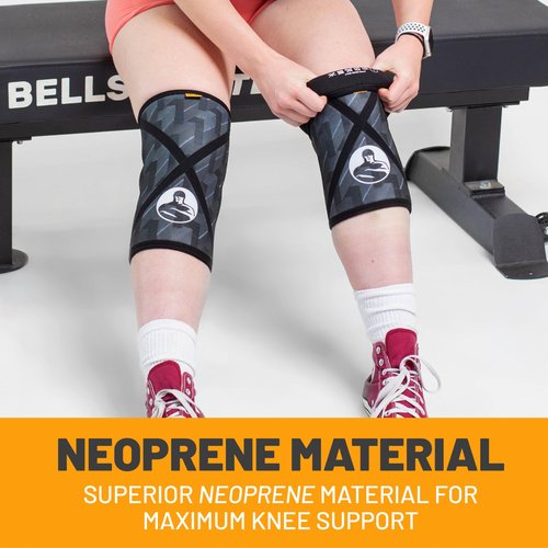 Bells of Steel Powerlifting Knee Sleeves for Men and Women, 7mm, Neoprene Knee Sleeve, 1 Pair, Classic Large, New Size Chart
