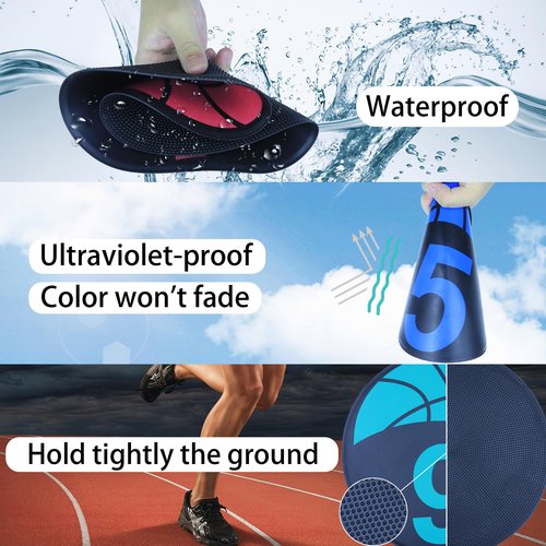 Nuburbur Basketball Training 9 Inch Poly Spots, 10PCS Anti-Slip Training Basketball Spot Markers Floor Spots, Waterproof Flat Filed Cones Poly Dots for Basketball Training (10Pcs 9inch Spot Markers)