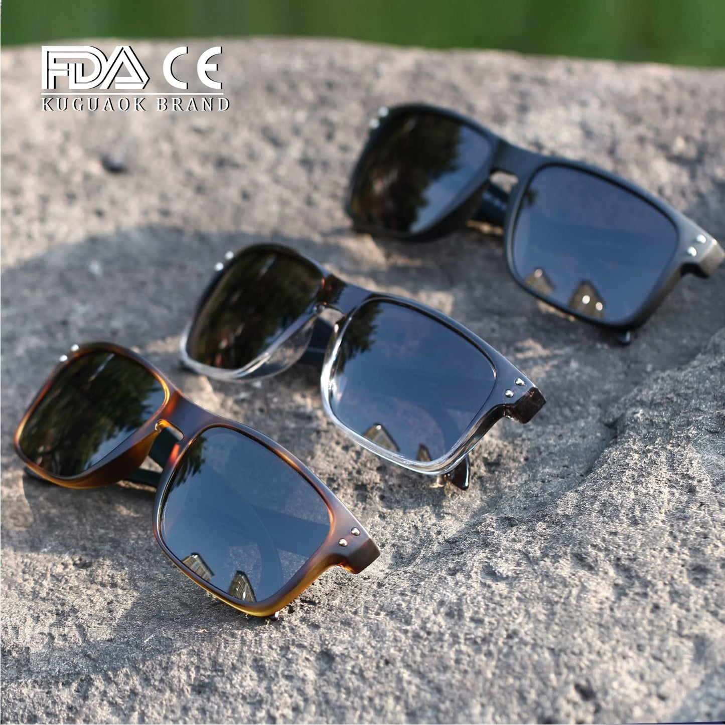 KUGUAOK Polarized Square Sunglasses For Men and Women Matte Finish Sun Glasses UV Protection Glasses