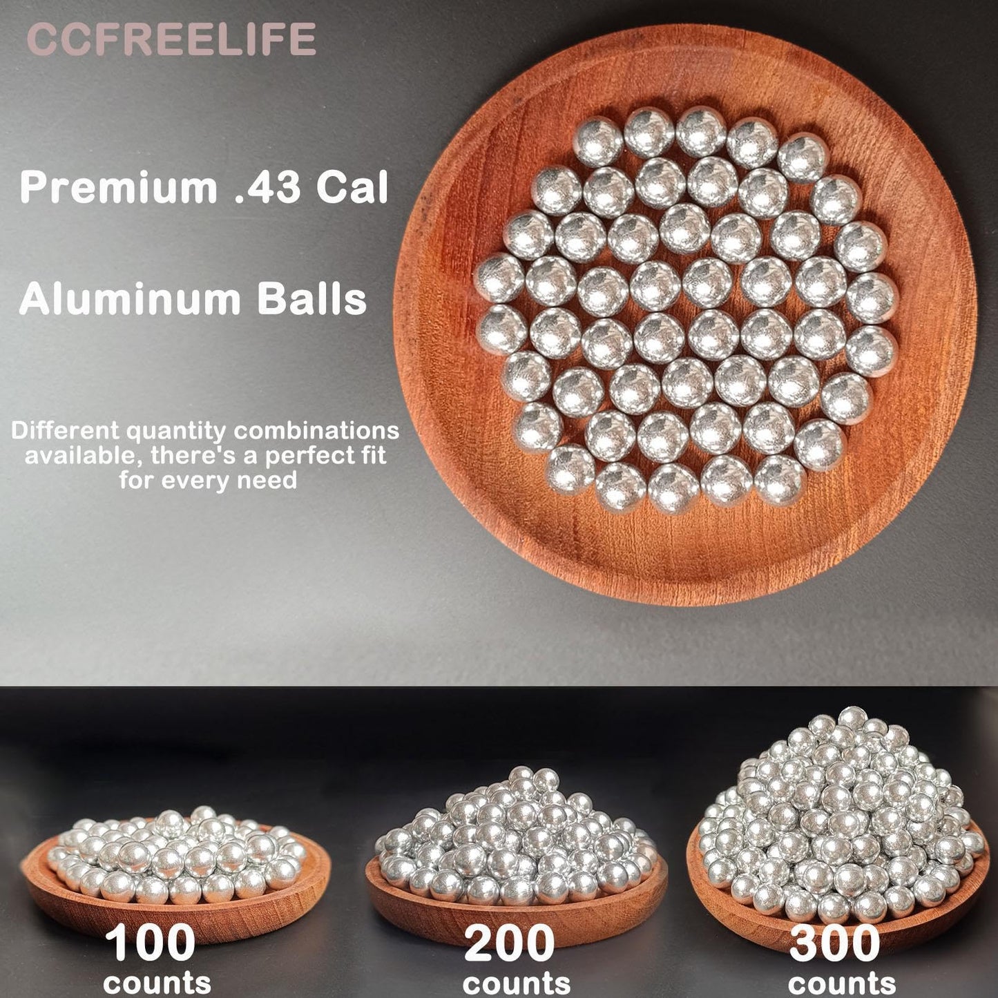101ct .43 Caliber Aluminum Balls for Self Defense and Target Practice, 1.8 Grams Solid Hard 43 Caliber Balls Fit for Yard Outside Practice (101)
