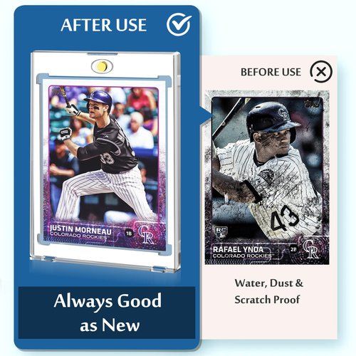 VAFOFO 1 Count Magnetic Card Holder for Trading Cards, 35PT Acrylic Baseball Card Holders with 1 Card Stand Hard Plastic Card Protectors for MTG Cards