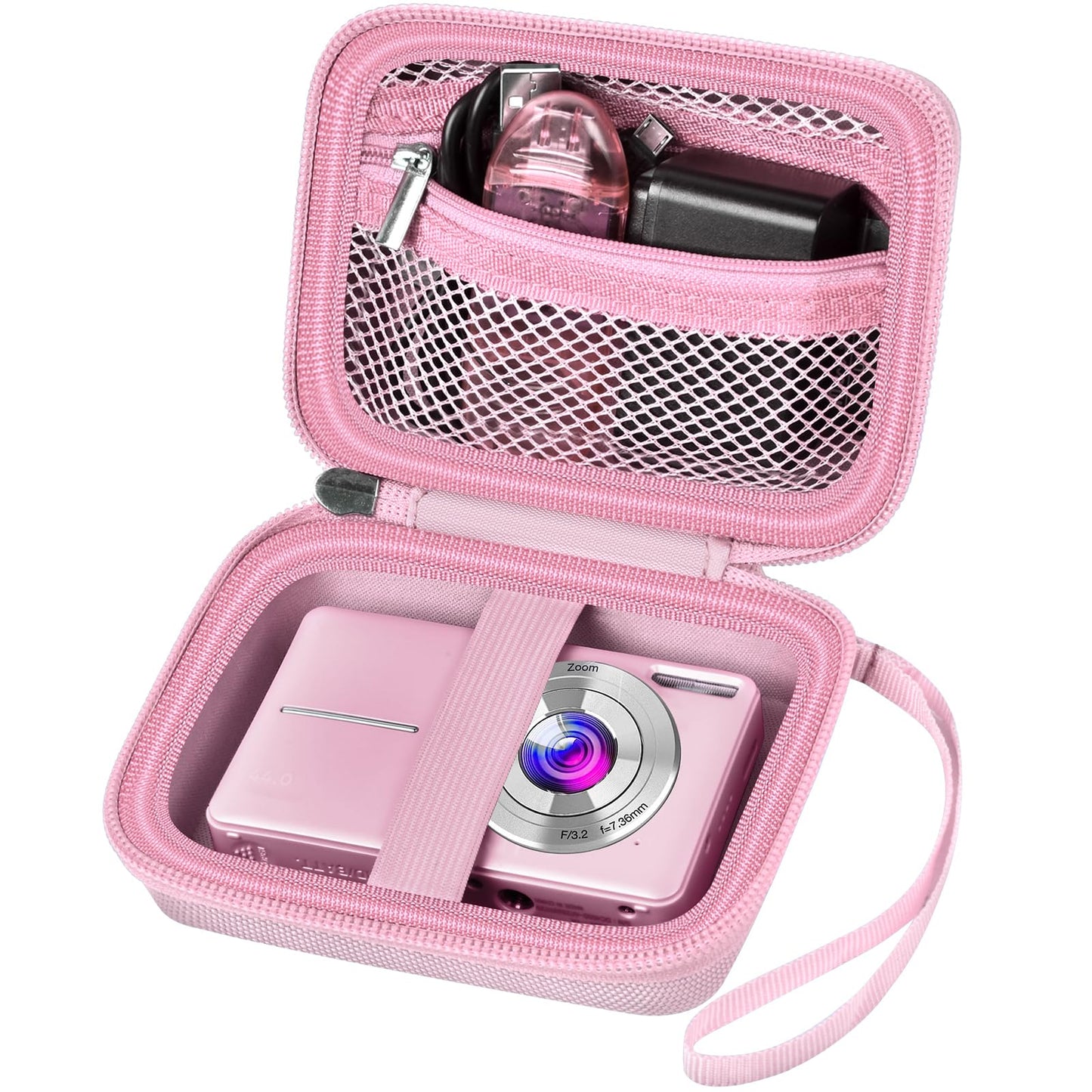 ALKOO Case Compatible with CAMKORY Digital Camera/for VAHOIALD FHD 1080P Digital Point and Shoot/for Kodak PIXPRO FZ55/ FZ45 16MP Vlogging/for IWEUKJLO, Holder for SD Card More- Pink (Box Only)